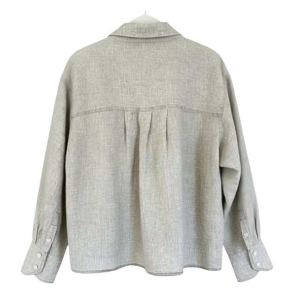 Reiss Nina Linen Open-Collar Overhead Shirt Sage Green Quiet Luxury 4 - Picture 8 of 10